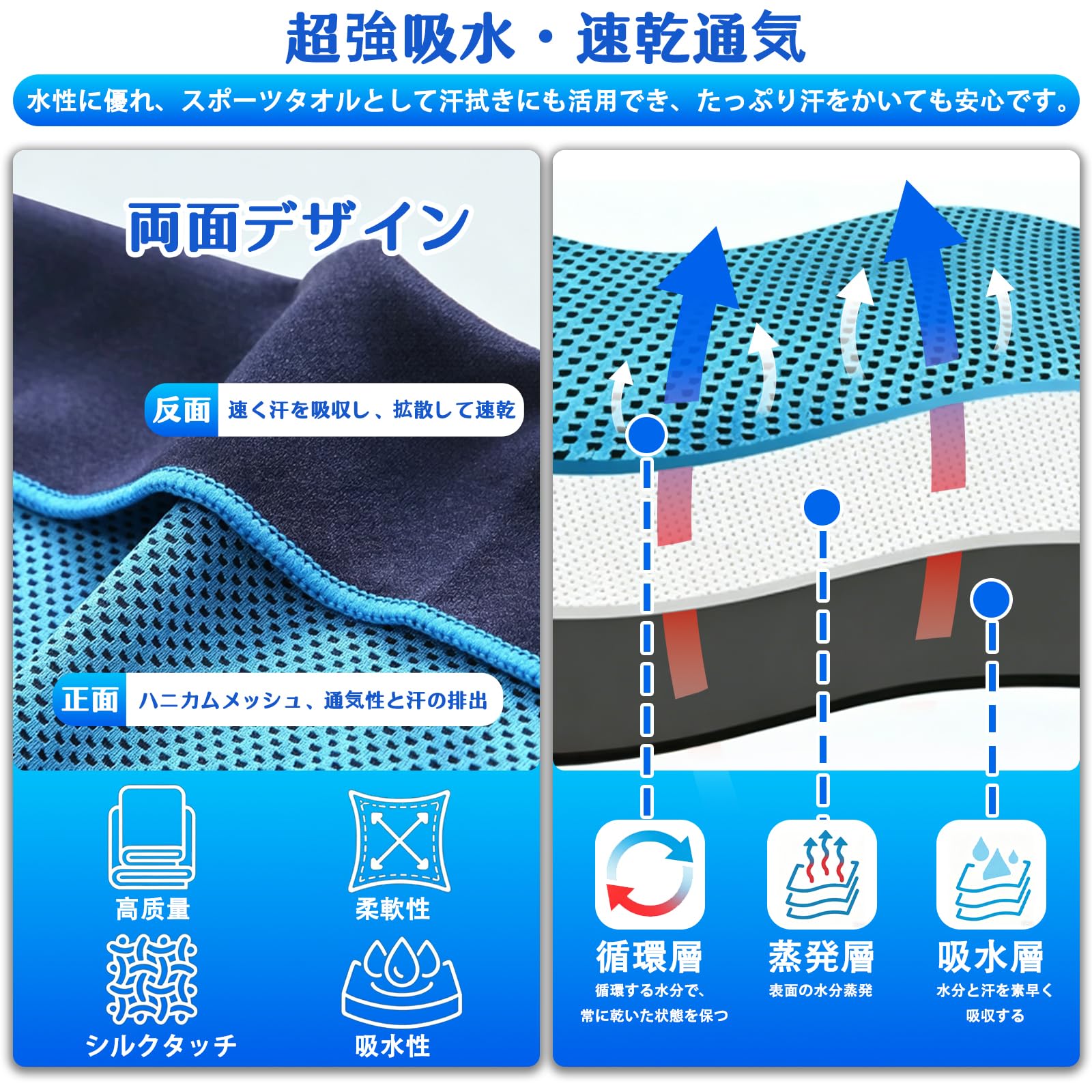 [kontuly] 冷感タオル 冷感ポンチョ UV カット、吸水速乾、瞬間冷却夏の暑さ対策・暑さ対策グッズ 軽量で持ち運び便利 繰り返し使用可能アウトドアに最適 男女兼用 - 4