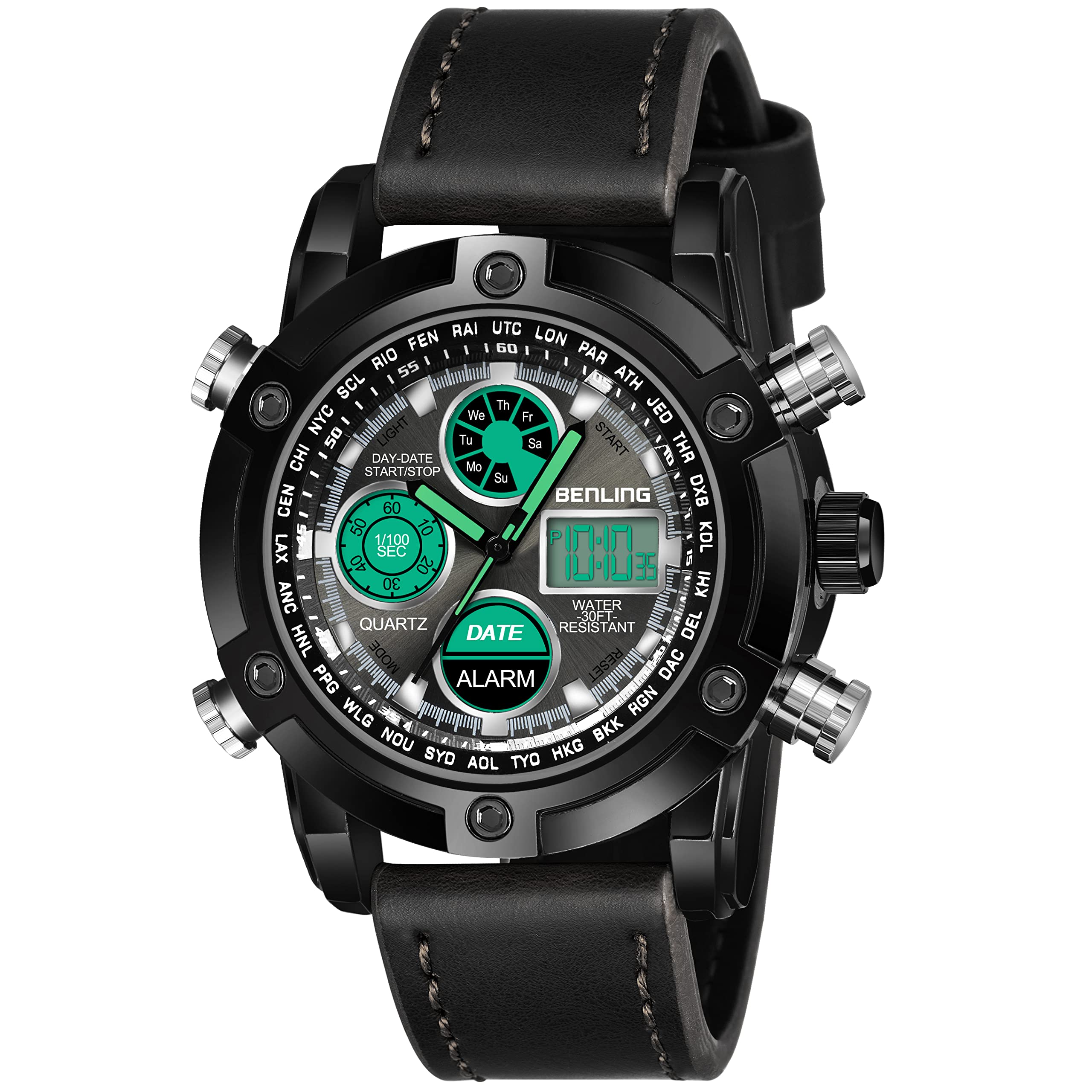 Benling Analog Digital Multifunctional Sport Watch, Backlight LED Display, Small 32mm Dial, Alarm, Stopwatch, Water-Resistant for Men and Boys - Black (B09Q35PTWG) Amazon Price History, Amazon Price Tracker