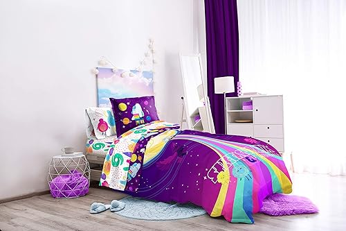 Miniatura 7 de Jay Franco Over The Moon Spectacularia - Juego de ropa de cama matrimonial de 7 piezas, incluye edredón reversible y juego de sábanas, microfibra