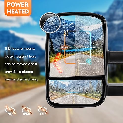 Miniatura 5 de Youxmoto Espejos de remolque para Chevy 14-18 para GMC; espejos de remolque Sierra Silverado 1500 2500HD 3500HD 2014 2015 2016 2017 2018 para