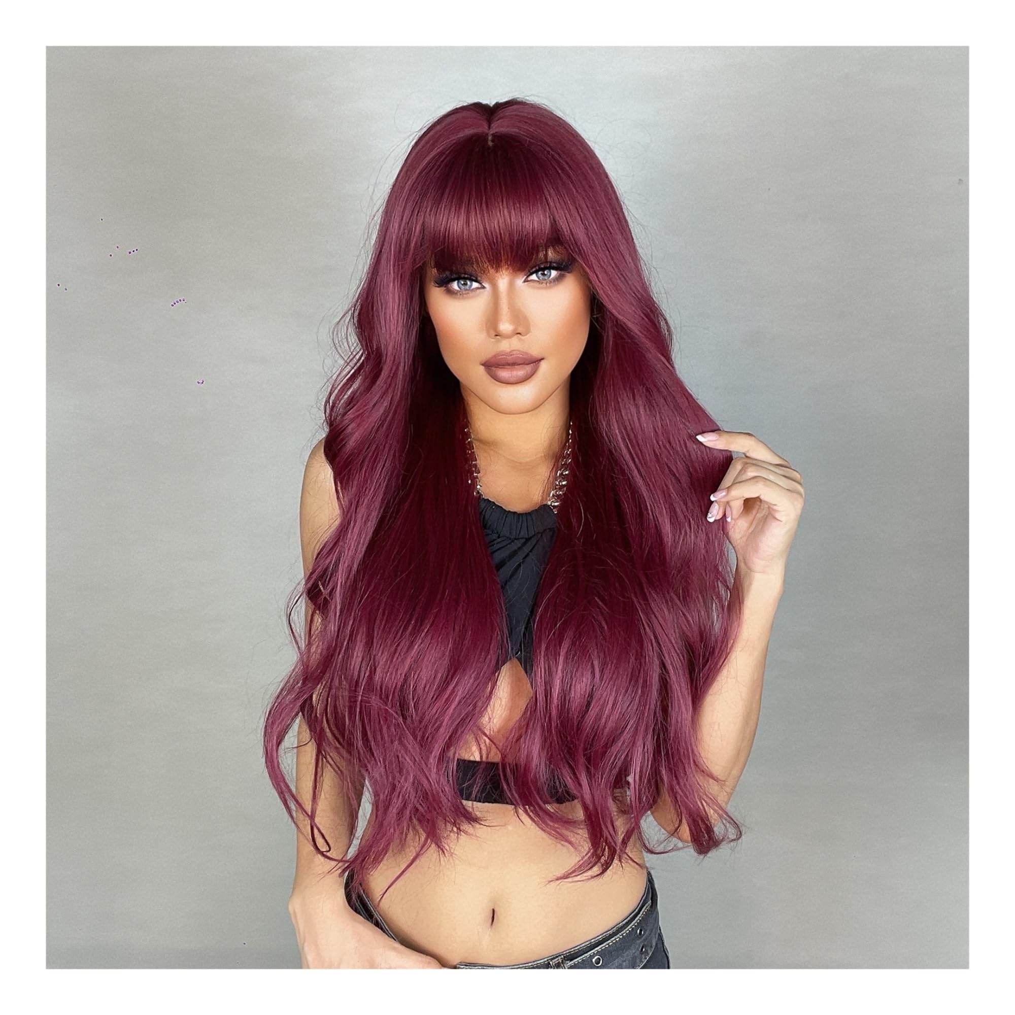 Women Cosplay Daily Natural Hair Wig Heat Resistant Fiber - Burgundy Sc1ad2ed924614d80a299b976daa5c  main image 2