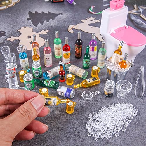 Miniatura 3 de 71 unidades de cubos de hielo en miniatura, botellas de cerveza y mini latas de soda, accesorios de casa para jardín de hadas, pub, bar, decoración