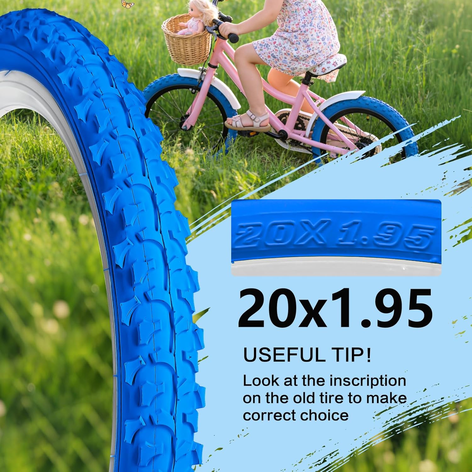 SIMEIQI 2 Pack 16x1.95 18x1.95 20x1.95 Inch Mountain Bike Tires and Tubes White with AV 32mm Valves for Kids Trail Off Road Bicycle Tyres Replacement Compatible for Wheel18/20x1.75/1.95/2.0/2.1