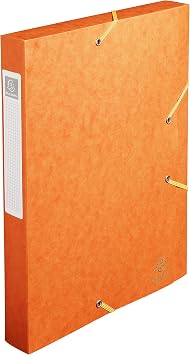 Exacompta - Ref 14017H - Cartobox Pressboard Filing Box - 25 x 33cm, Suitable for A4 Documents, Elastic Straps on 2 Corners, 40mm Spine, FSC-Certified - Orange