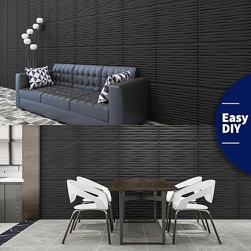 Miniatura 6 de Art3dwallpanels Panel de pared 3D de 24 x 24 pulgadas para decoración de pared interior, paquete de 12 azulejos de techo resistentes al fuego, PVC