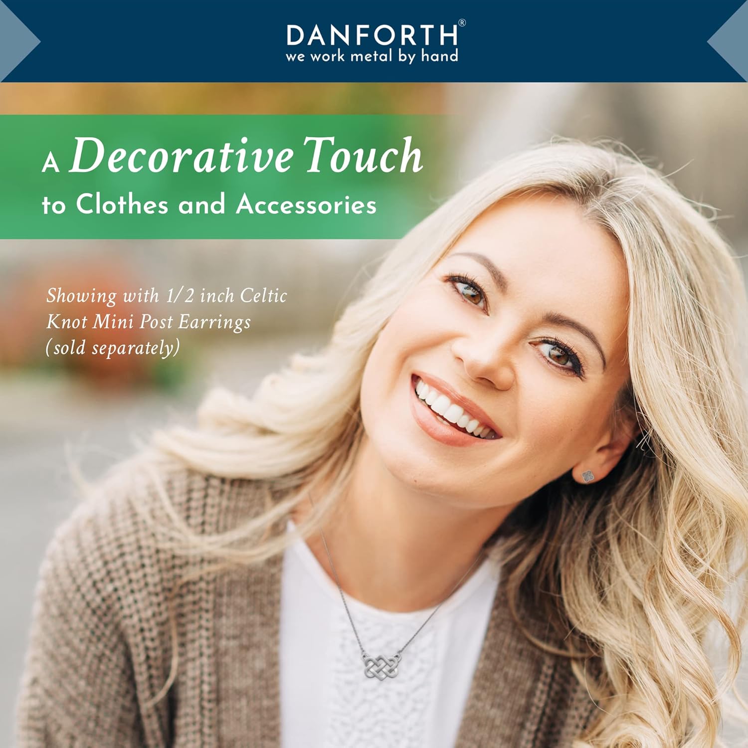 DANFORTH – Celtic Love Knot Necklace – Handcast Pewter Pendant –16 Inch Sterling Silver Wheat Chain –Made In USA - Image 5