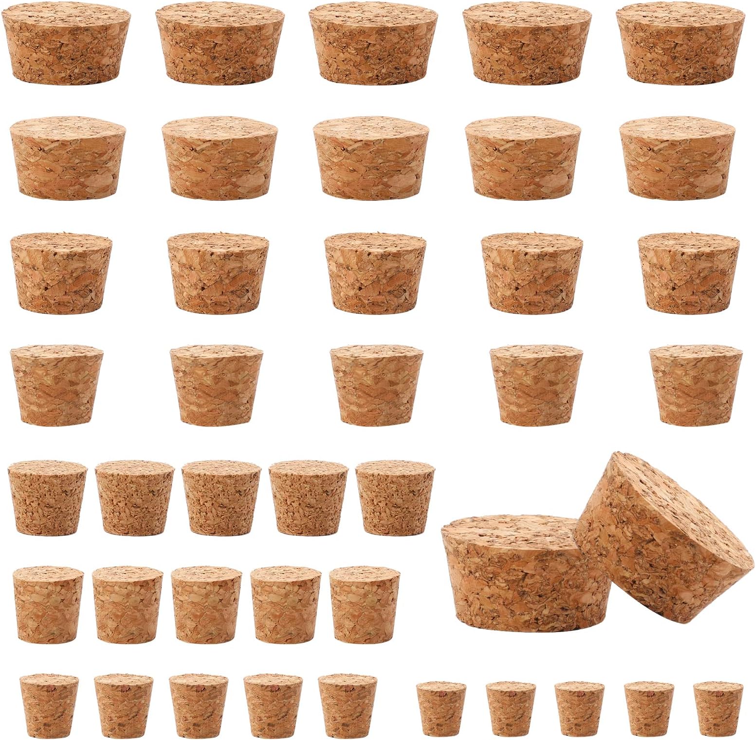 40PCS Wine Bottle Corks, Wooden Tapered Cork Plugs Wine