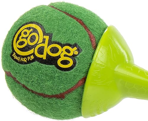 Miniatura 5 de goDog Holiday Collection goBone - Pelota de tenis de doble cara para perro, color verde/rojo, grande