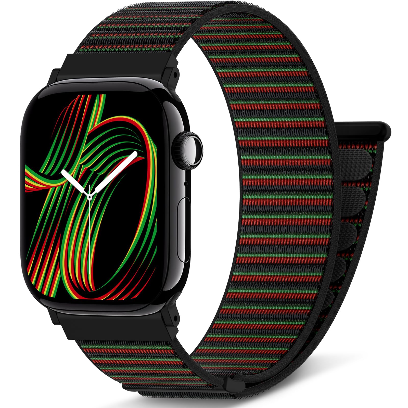 AMSKY Nylon Sport Loop Band Kompatibel mit Apple Watch Armband 40mm 42mm 46mm 44mm 45mm 41mm 38mm 49mm, für iWatch Series 11 10 9 8 7 6 5 4, Ultra SE 3 2 1