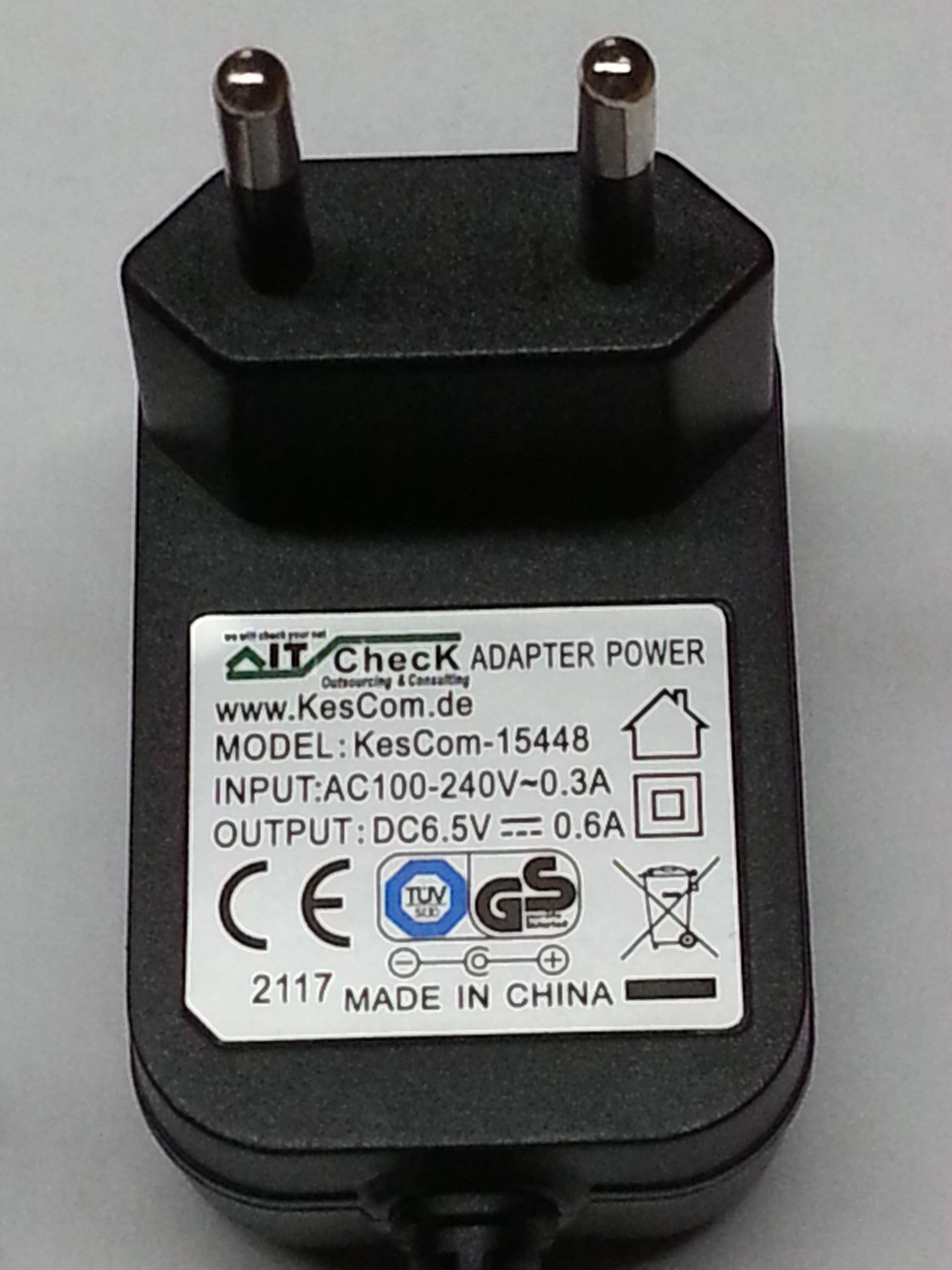 KesCom 6.5 V 600 mA power supply/plug power supply suitable for Siemens Gigaset C39280-Z4-C557 and C39280-Z4-C707
