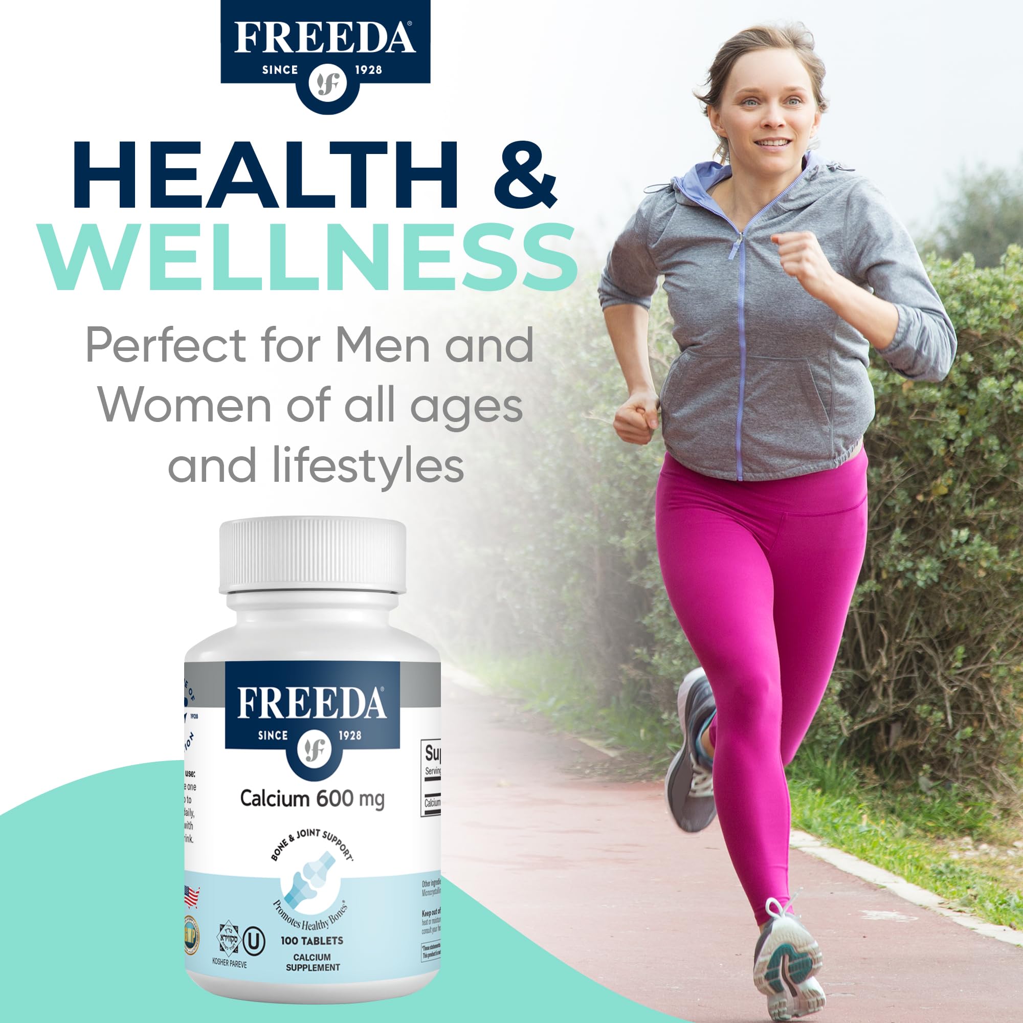 FREEDA Calcium 600mg Tablets for Bone, Joint & Teeth Support – 100 Count — Amazon image 8