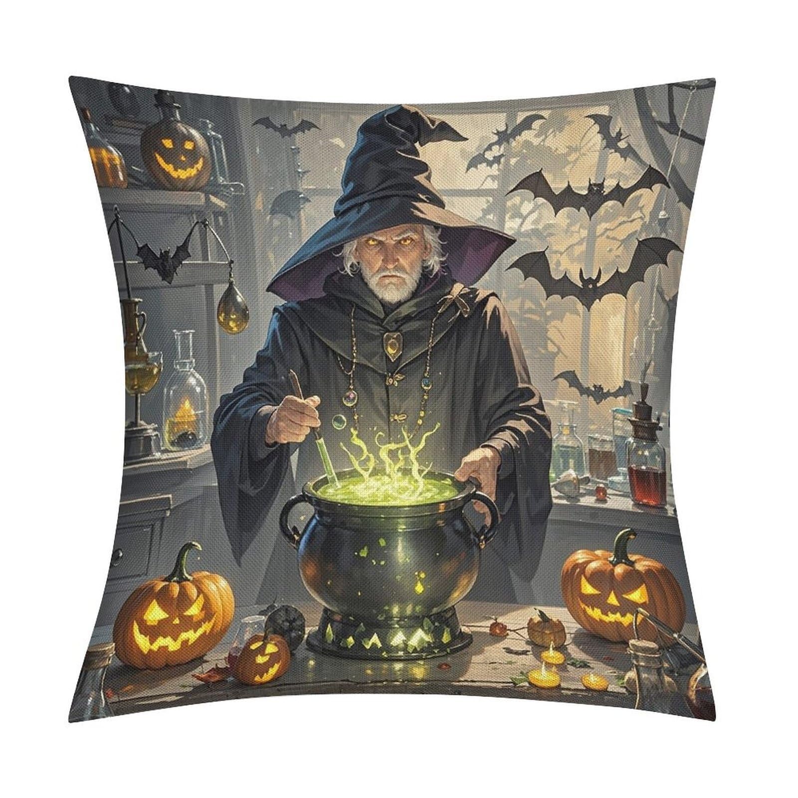FekiLoot Magic Pumpkin Night Throw Pillow Cover Soft Square Cushion Case Farmhouse Cushion Cover Decorative Pillow Cover Modern Pillowcase for Sofa Living Room Bed Home Decor 18x18 Inch