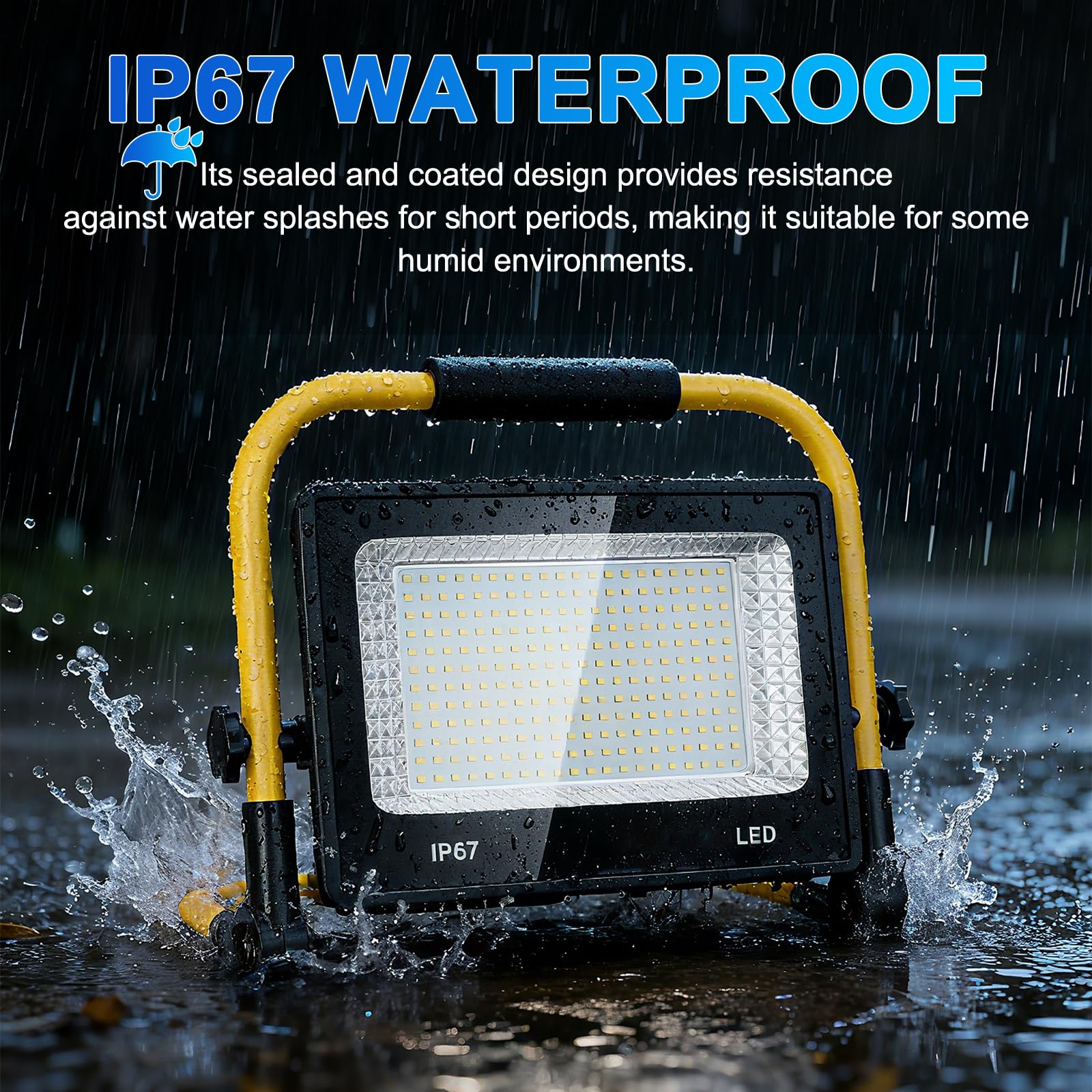 Foco LED De Trabajo 100W | 10000 LM | IP67 Impermeable | Soporte Plegable | Ideal Para Obra, Taller O Garaje