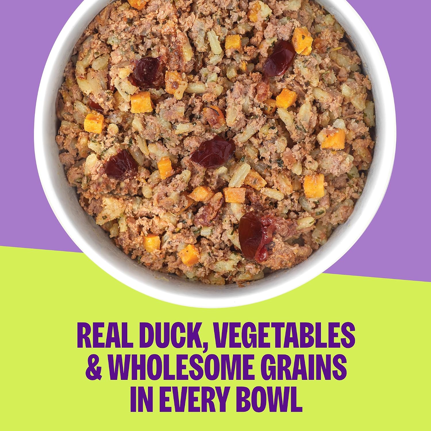 Wellness Protein Bowls, Adult Wet Dog Food, Wholesome Grains, 6.2 Ounce Pouch, 6 Pack, (Duck, Sweet Potato & Cranberries Recipe)