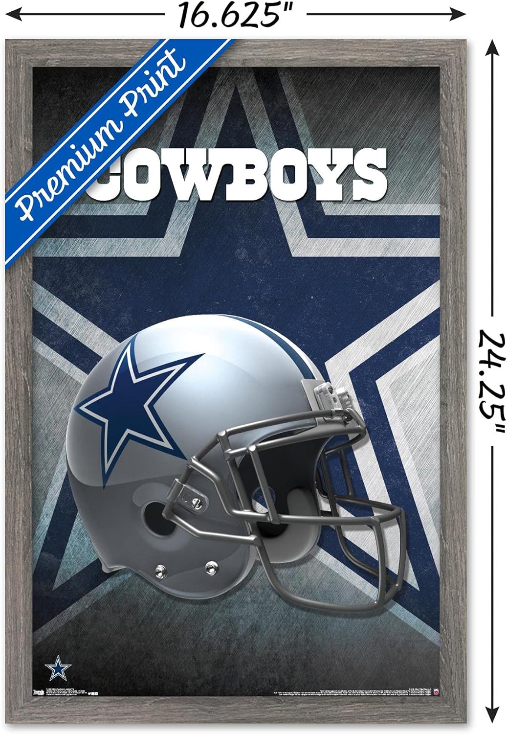 Trends International NFL Dallas Cowboys - Helmet 16 Wall Poster, 14.725" x 22.375", Barnwood Framed Version