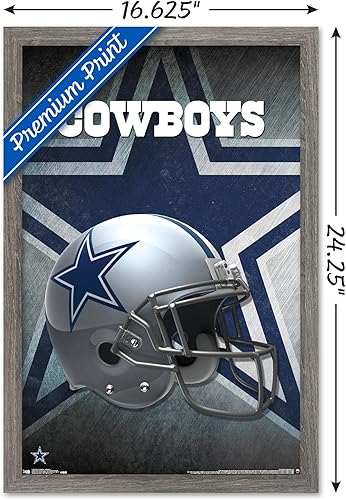 Miniatura 3 de Trends International NFL Dallas Cowboys - Póster de pared con casco 16, 22.375 x 34 pulgadas, versión enmarcada de madera de granero