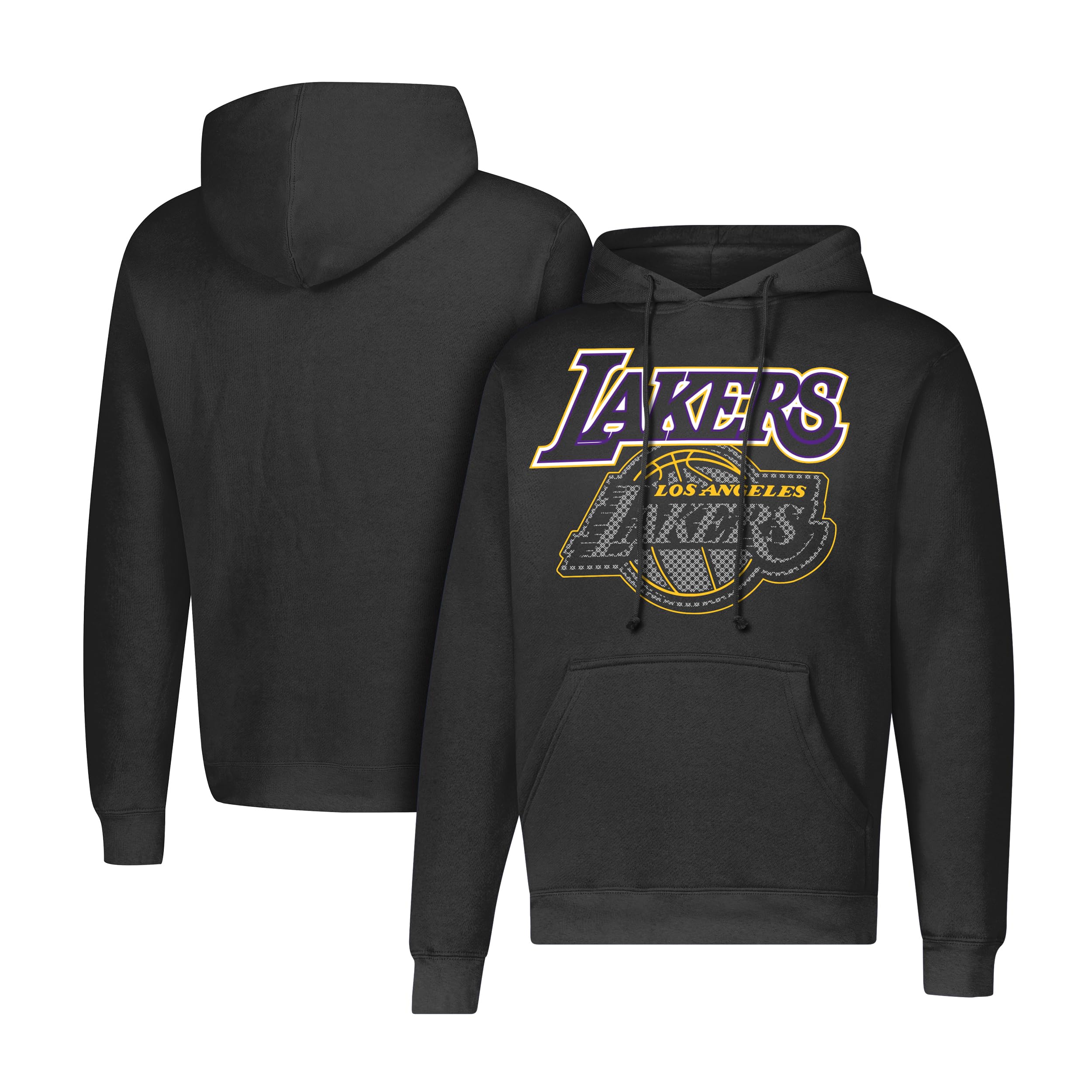 Ultra Game NBA Los Angeles Lakers Men's Fleece Hoodie Pullover Sweatshirt Primo Metallic, Medium, Black