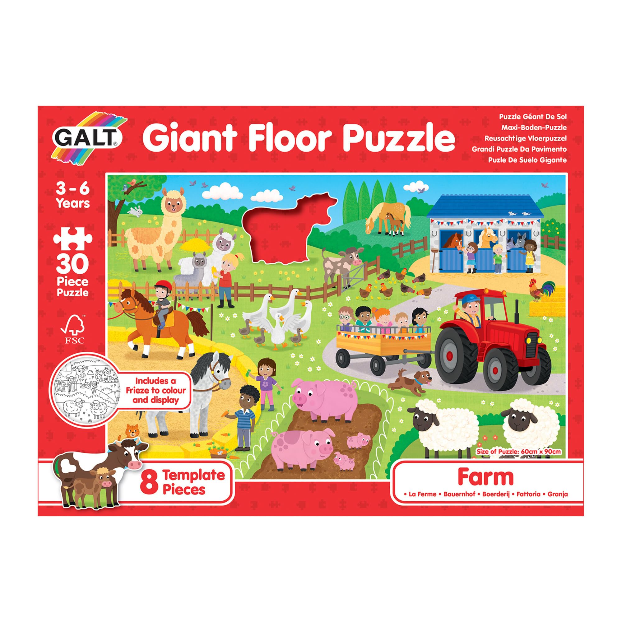 Galt Toys, Giant Floor Puzzle - Farm, Floor Puzzles for Kids, Ages 3 Years Plus
