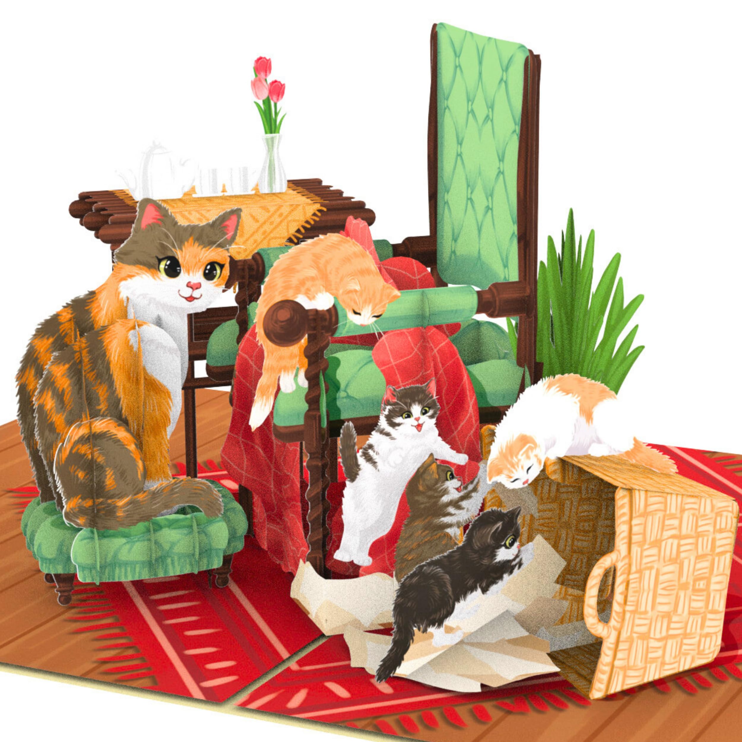 Pop-Up Muttertagskarte Mit Hund & Sonnenblumen – 15,2x20,3 Cm, Inkl. Umschlag & Notizkarte