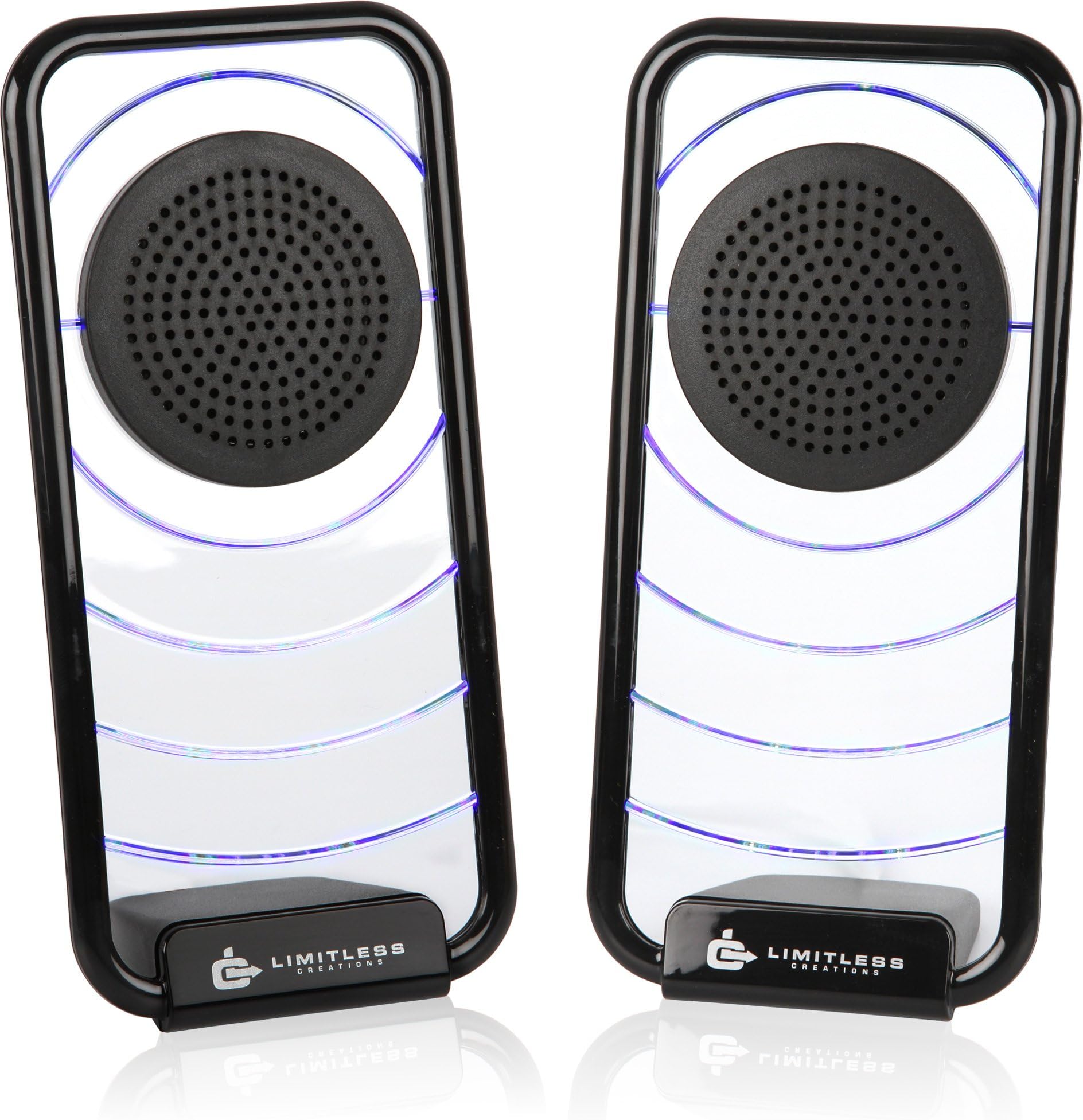 X42G - Illuminated, Wafer Thin Multimedia Analog USB 2.0 Computer Speakers for PC or Home Use