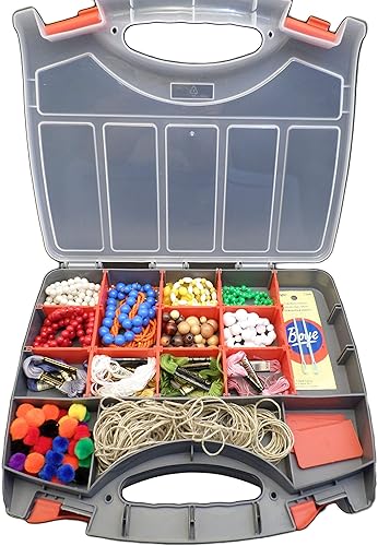 Miniatura 10 de Caja de almacenamiento de costura para manualidades, 2 caras, 12 pulgadas, separadores personalizables, con 30 compartimentos ajustables para