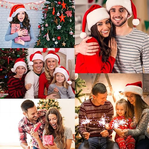 Miniatura 7 de American Trends Gorro de Papá Noel, gorro de Navidad cálido para invierno, gorro holgado de punto trenzado para adultos, mujeres y hombres, fiesta