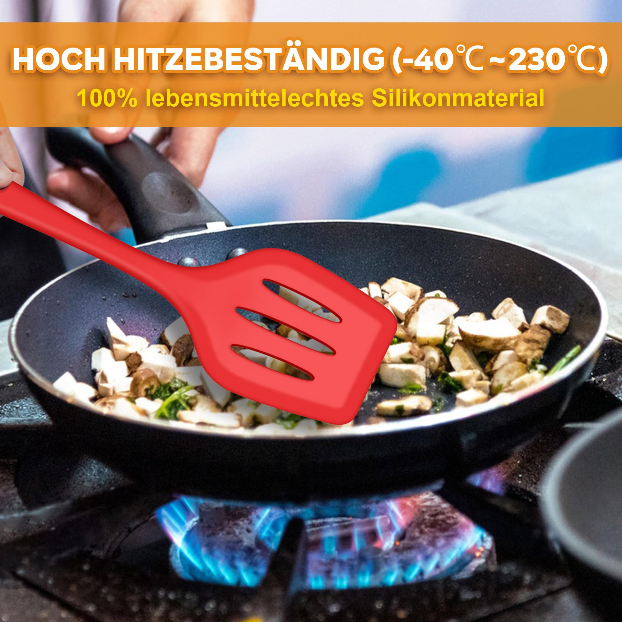 Set Di Utensili Da Cucina In Silicone Antiaderente Da 19 Pezzi Con Portacoltelli - 2