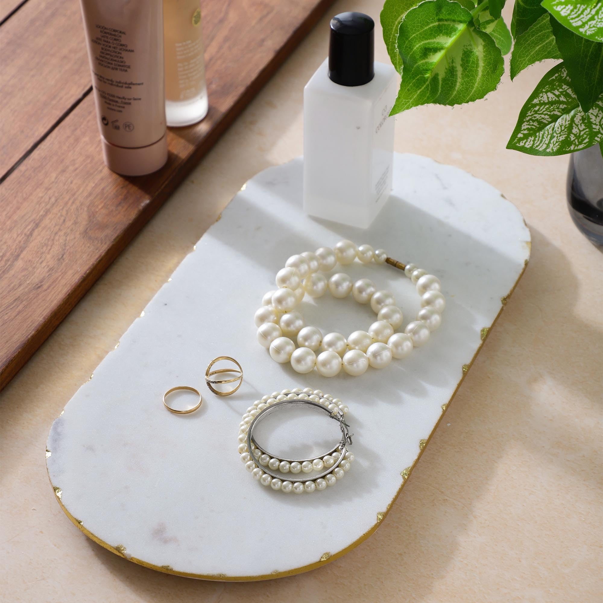 NikkisPride Handmade Sustainable Marble Oval White Cheese Platter charcuterie Board Marble Tray