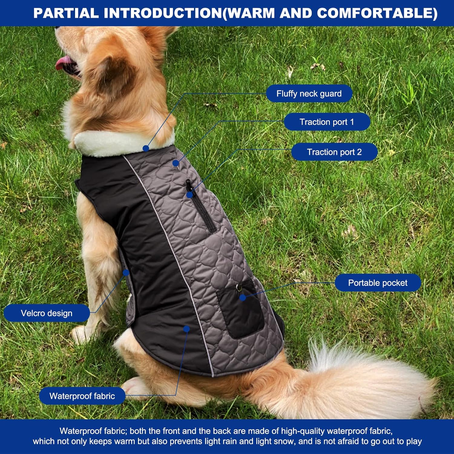 PETCUTE Reversible Winter Dog Coats,Waterproof Warm Pet Clothes with Harness Hole,Windproof,Adjustable Lightweight Dog Jacket for Small Medium Dogs,Reflective Dog Apparel for Cold Weather