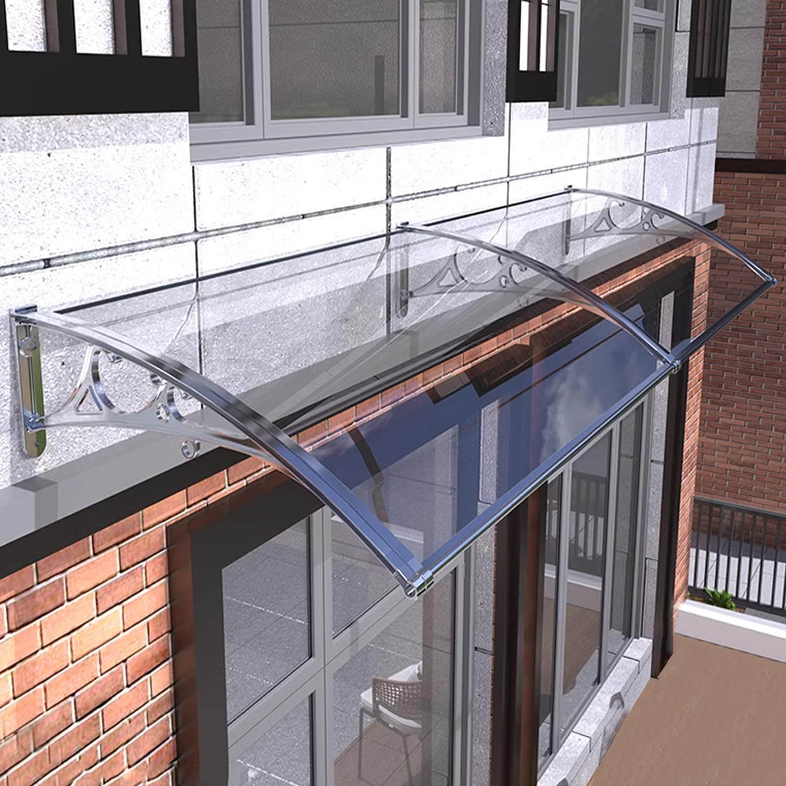 Auvent de jardin de fenêtre anti-UV 99% avec panneau transparent robuste