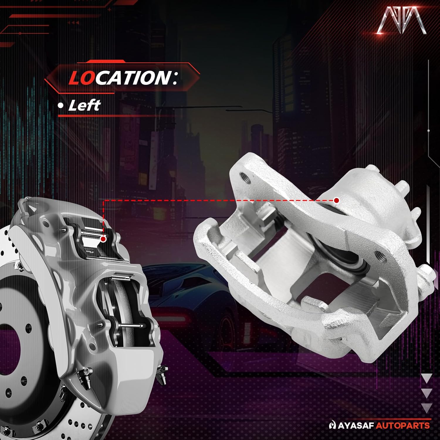 MAYASAF 19B2680 Front Left Brake Caliper Driver Side Caliper Assembly Fit for Mitsubishi Lancer 2002-2007, w/Mounting Bracket & Metal Piston