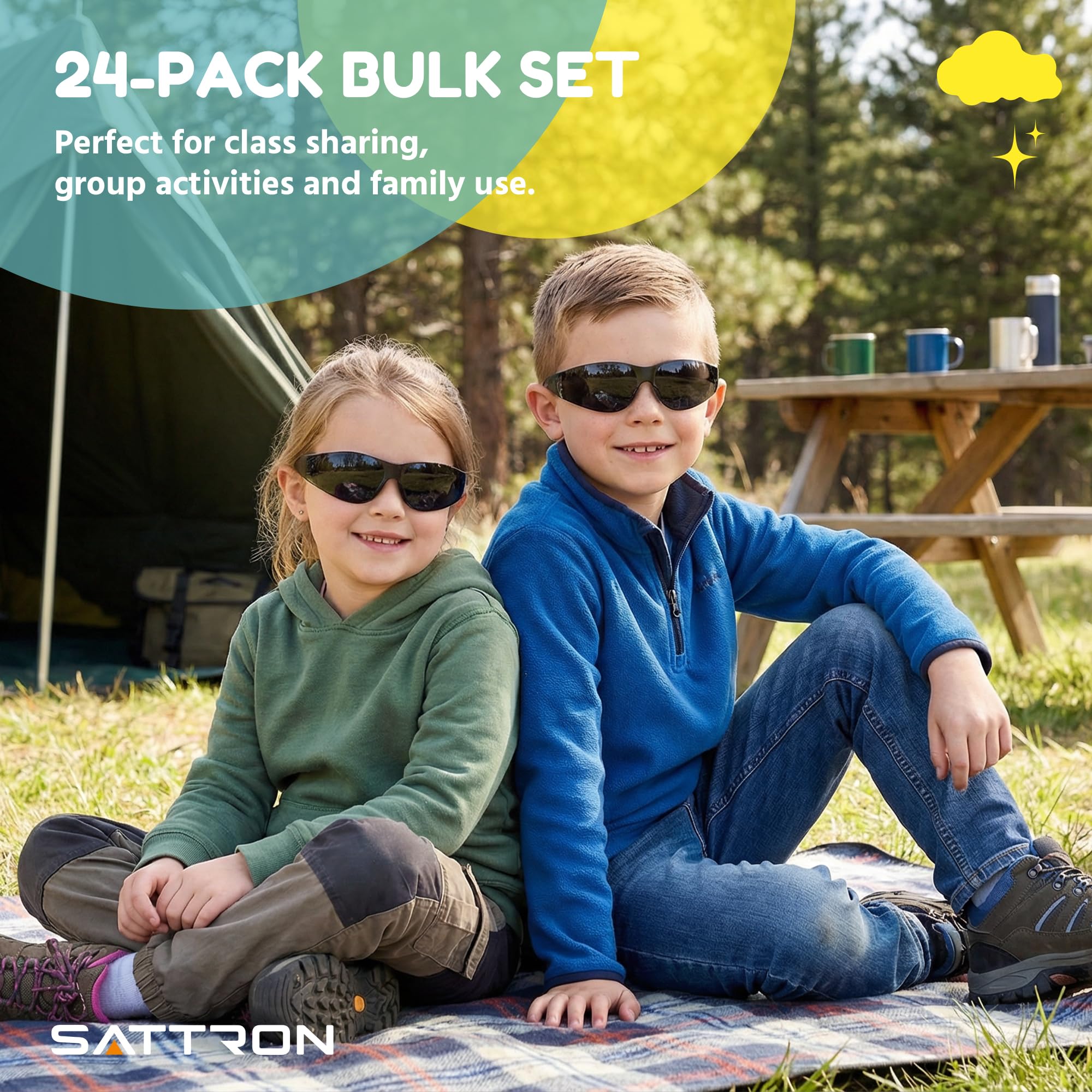 Getönte Kinderschutzbrille, ANSI Z87.1, Rauchglas, UV400-Schutz, kratz- und schlagfest, 24 Stück, Grauschwarz, für Schule, Sport, Heimwerker