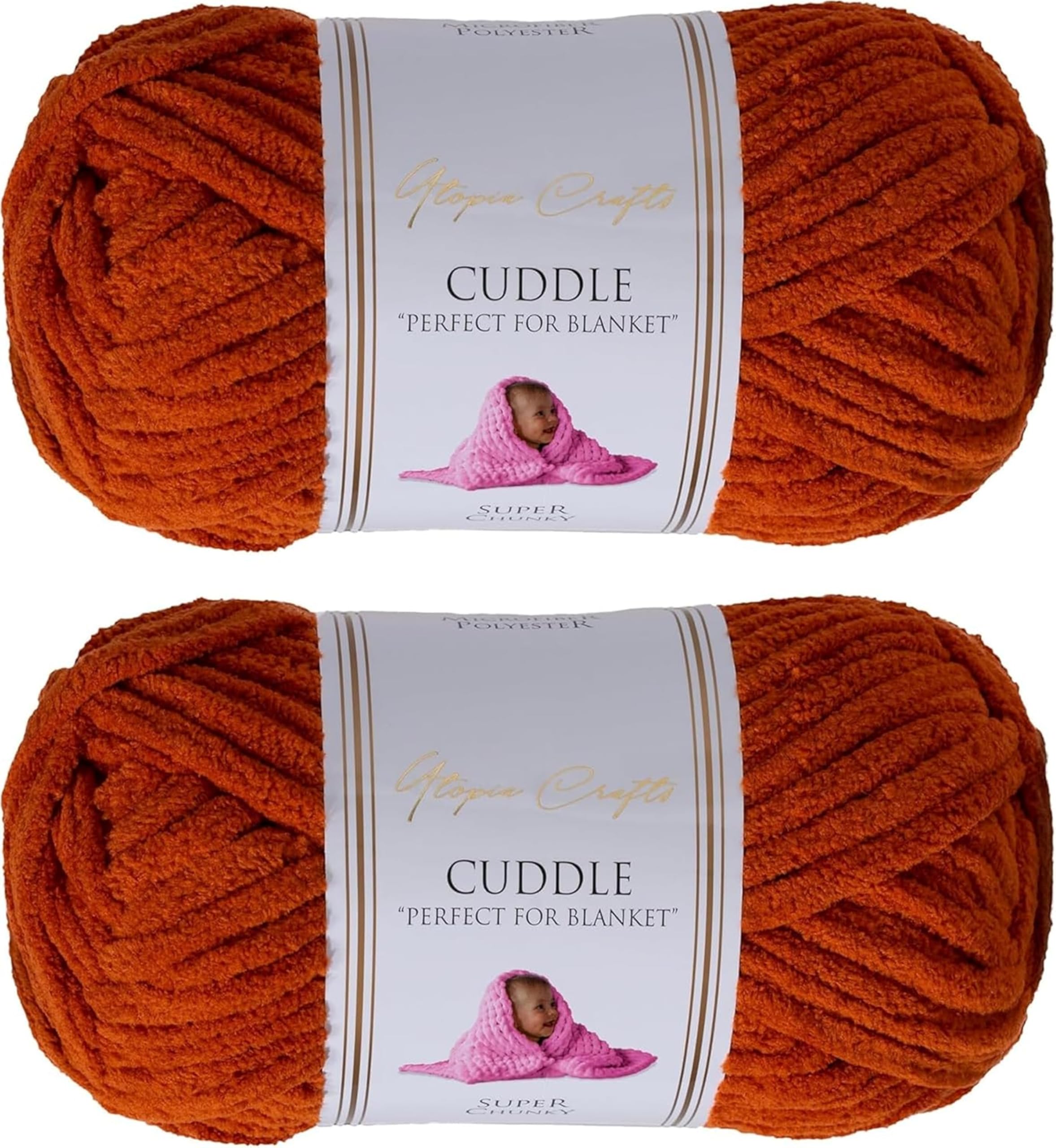 Utopia Crafts Cuddle Super Chunky Chenille Soft Yarn 2X 100g (Caramel)
