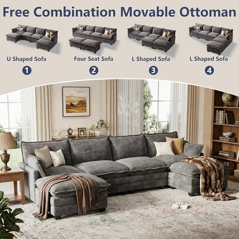 OhaiAura U Shaped Modular Sectional Couch, Comfy Sofa for Living Room image 3