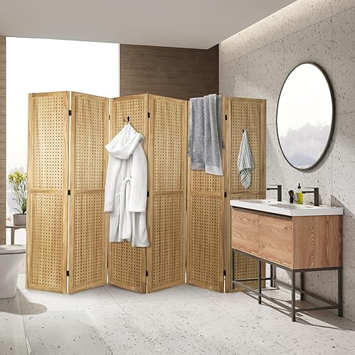 Vista 44 de Babion Pantalla de tablero de clavijas de 4 paneles, divisor de habitación, pantallas de privacidad plegables independientes, soporte de exhibición