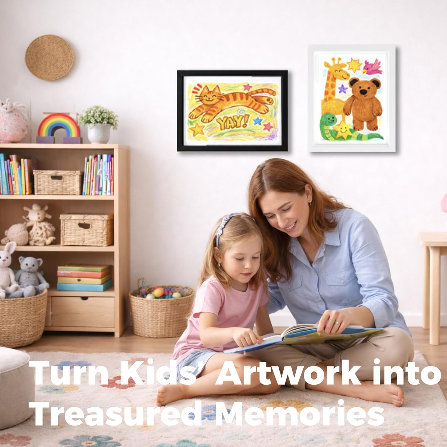 Kids Art Frame 8.5x11, Changeable Artwork Display for Wall, Magnetic Side-Opening Design, Holds 150 Drawings, Great for Kids Artwork and School Projects
