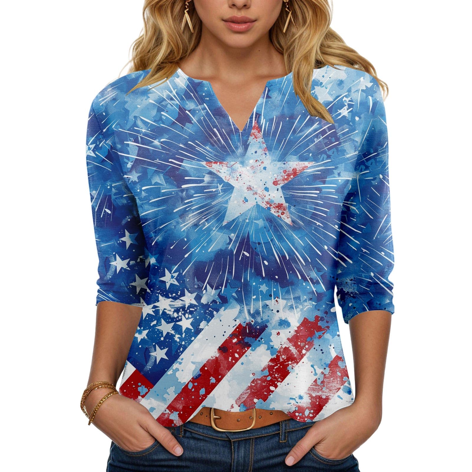 ION Cheer Fitted V-Neck Long Sleeve Practice Top | Soft and Stretchy Practice Cheerleading Shirt (Royal, YXS)