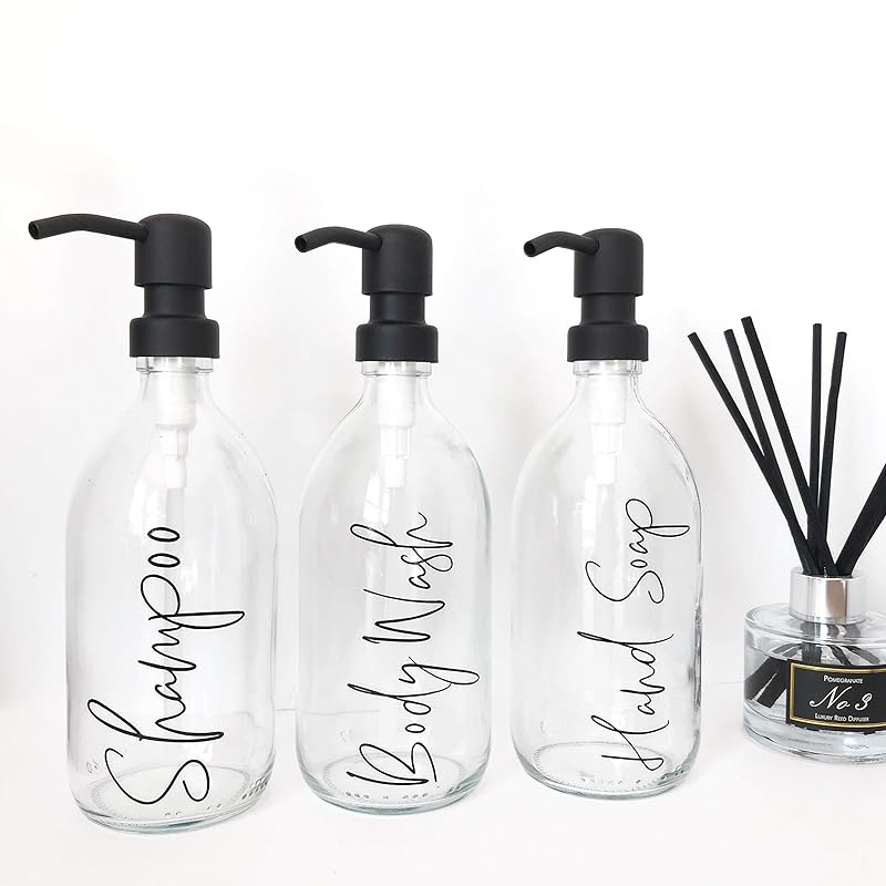 Mrs Hinch Bathroom Bottles, 500ml Personalised Glass Reusable Bathroom