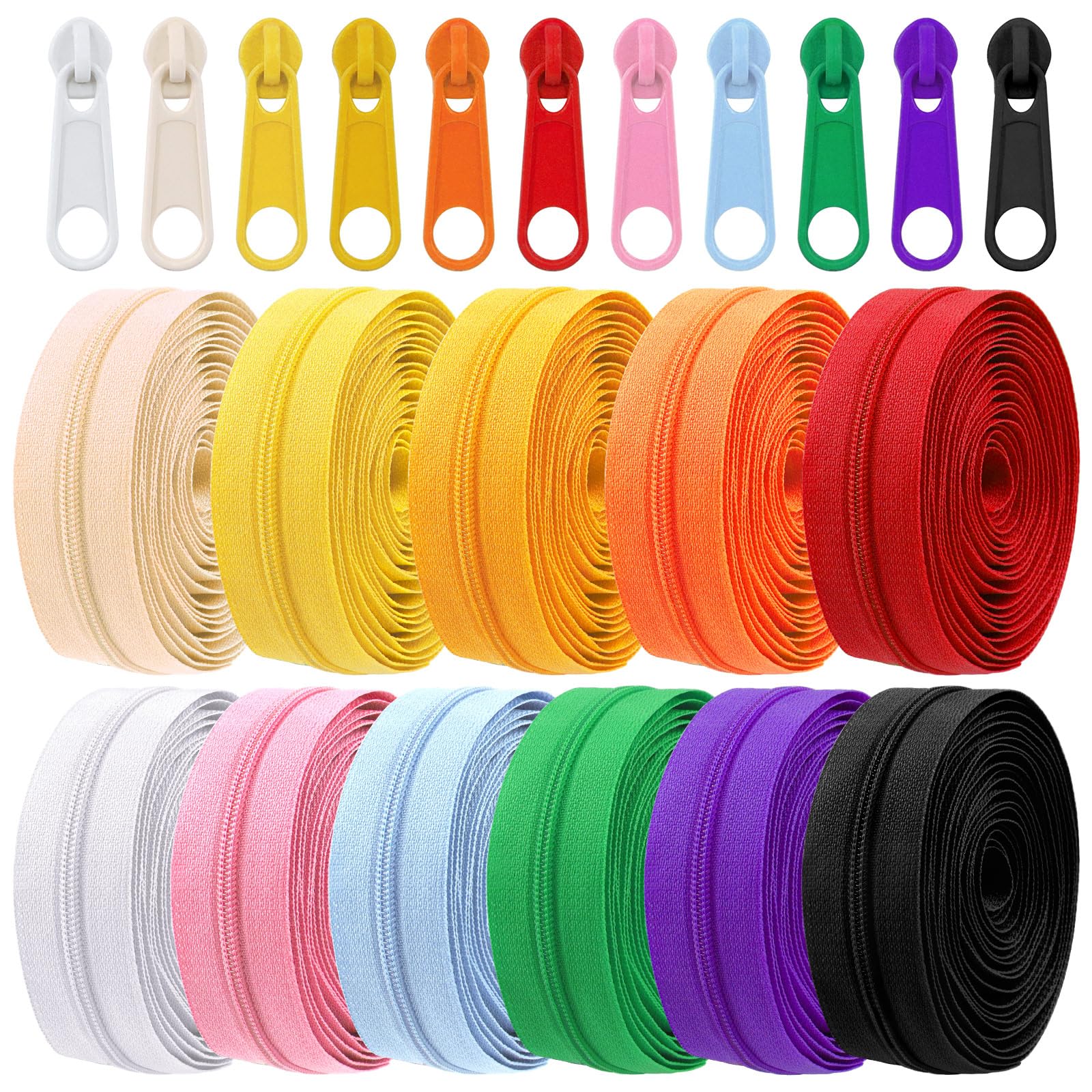 Sponsored Ad – Tanstic 121Pcs(11 Sets) 33 Yards #3 Nylon Coil Zippers with Zipper Sliders Assortment Kit, 11 Colors Sewing Zippers Zipper Tape Nylon Zippers Bulk with Zipper Heads for Tailor Sewing Crafts