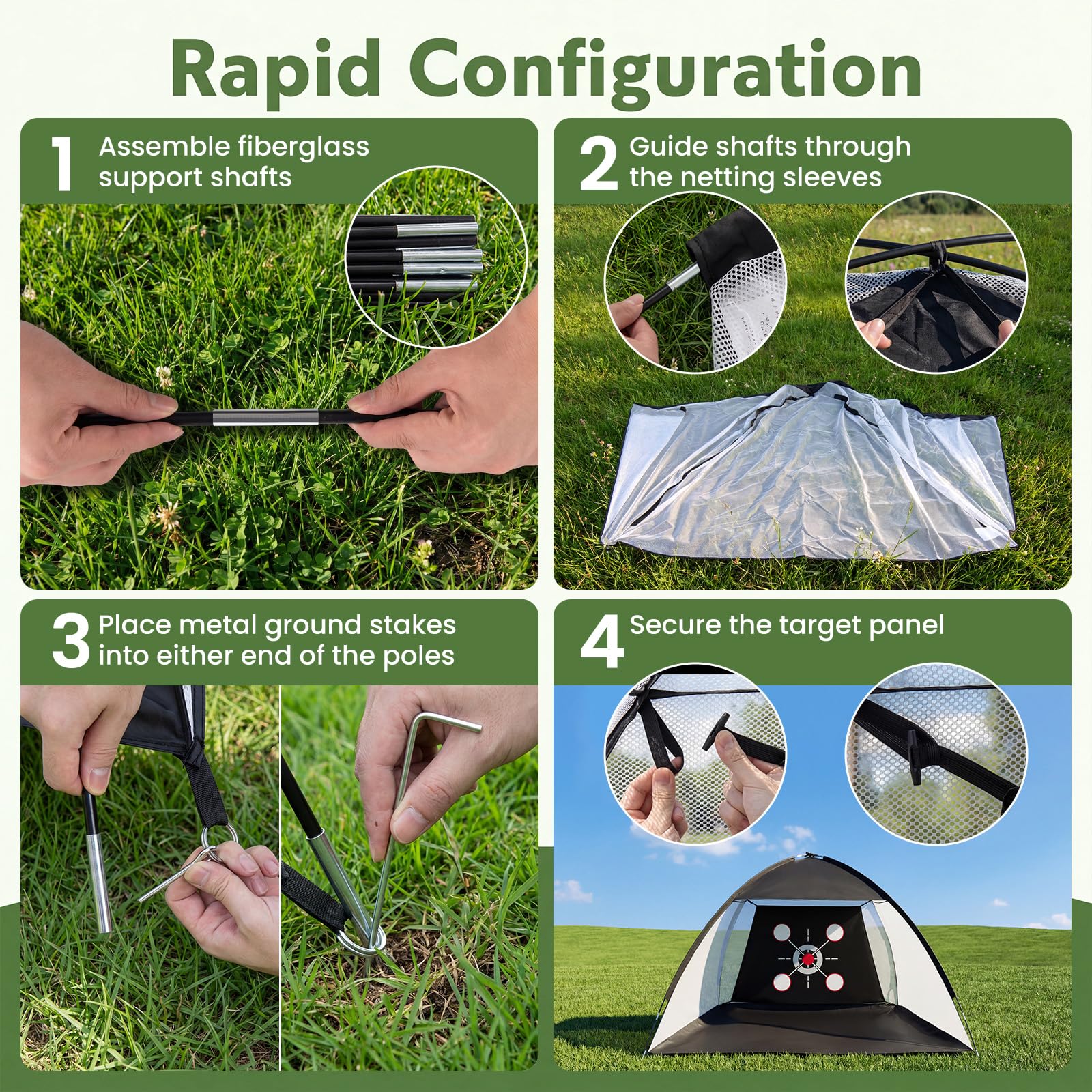LIFEZEAL Golfnetz 314 x 199 cm, Golf Übungsnetz mit Schlagmatte, Trainingsnetz Set inkl. Bällen, Tee & Tragetasche, Zielnetz für Outdoor & Indoor, Schwung Training Set für Golfliebhaber