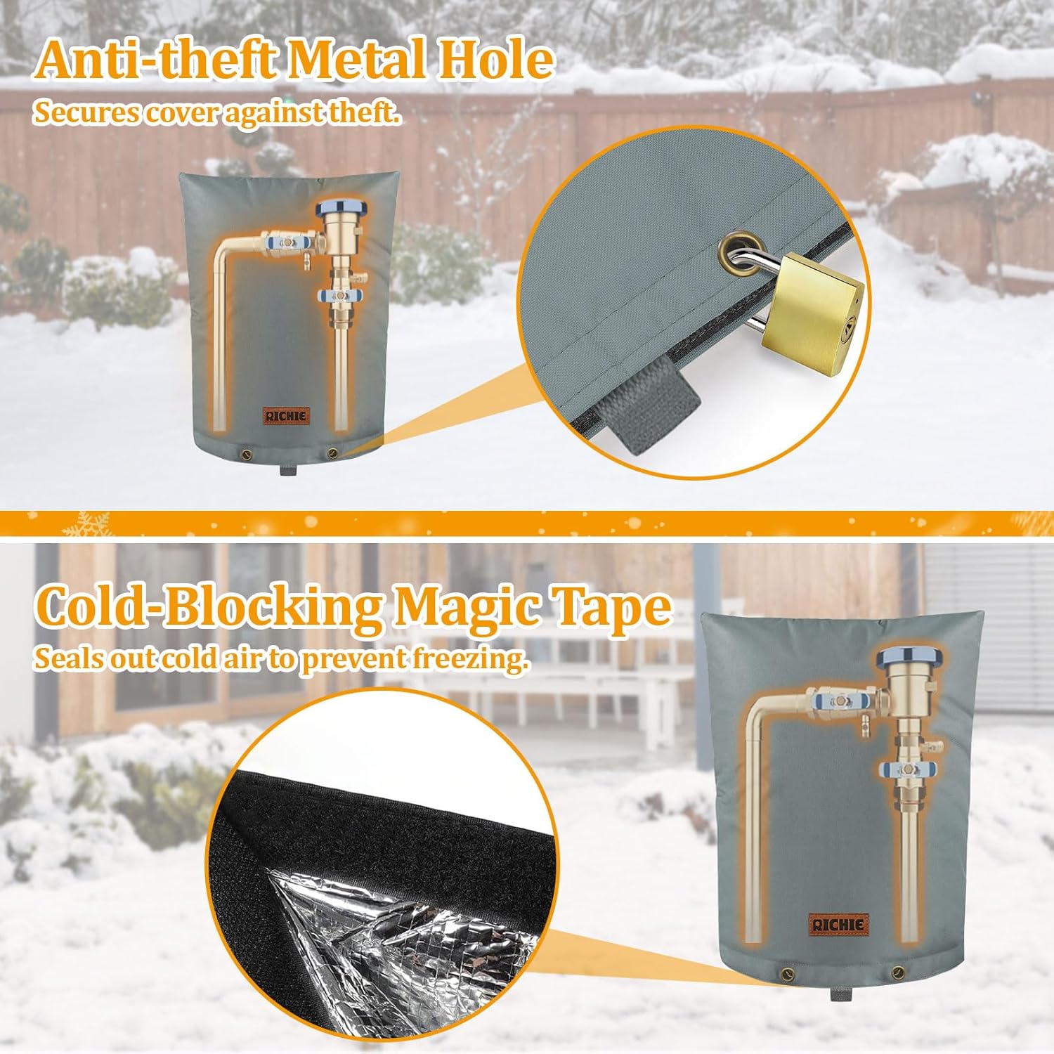 RICHIE Backflow Preventer Cover (5°F) Heavy-Duty 5-Layer Insulated Enclosure, Freeze & All-Weather Protection for Outdoor Pipe, Irrigation Sprinkler Valve, Well Water Pump & PVB, 36" Wx24 H Grey