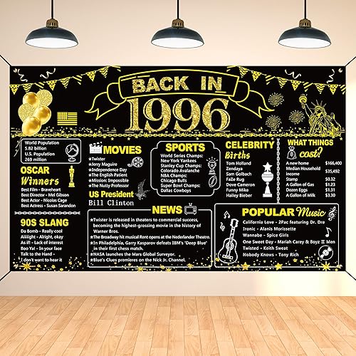 Miniatura 22 de DARUNAXY Decoración de fiesta de 71 cumpleaños negro y dorado, cartel de "Back in 1955" para fiesta de cumpleaños de 71 años, suministros de póster