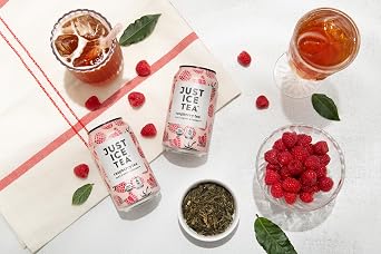 Just Ice Tea, Organic Raspberry Black Iced Tea, 24-Pack (12oz Cans) | Brewed With Real Tea Leaves, Low Calorie, No Artificial Sweeteners, Fair Trade, USDA Certified Organic, Made in USA