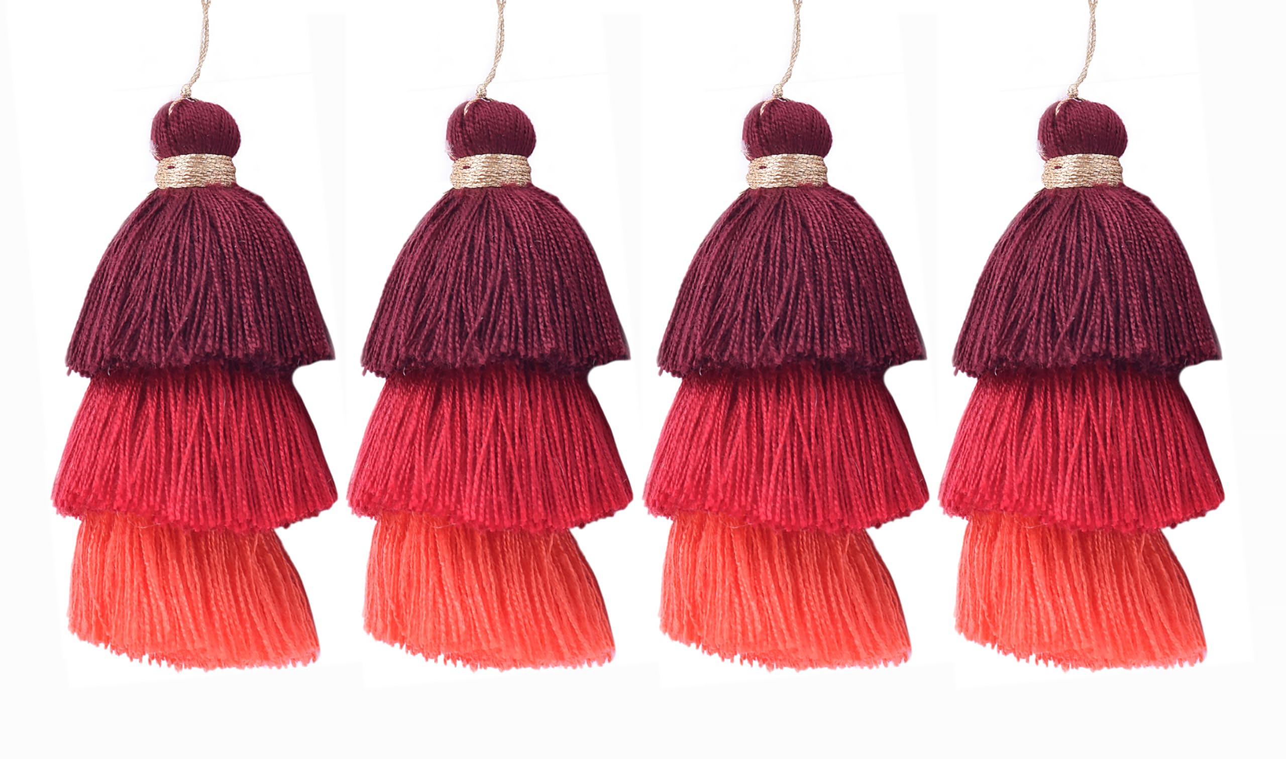 Borlas de tres capas para hacer joyas artesanales y rematar vestidos