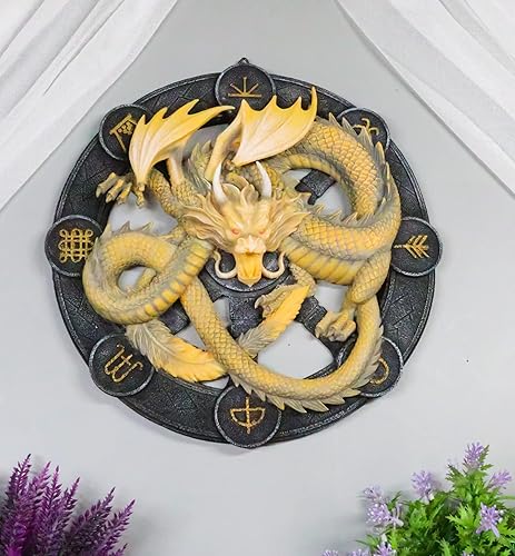 Miniatura 8 de Ebros Gift Wicca Neo Paganism Sabbats Rueda del Año Fantasía Dragón con Símbolos Sagrados Decoración de Pared Escultura por Anne Stokes Dragons