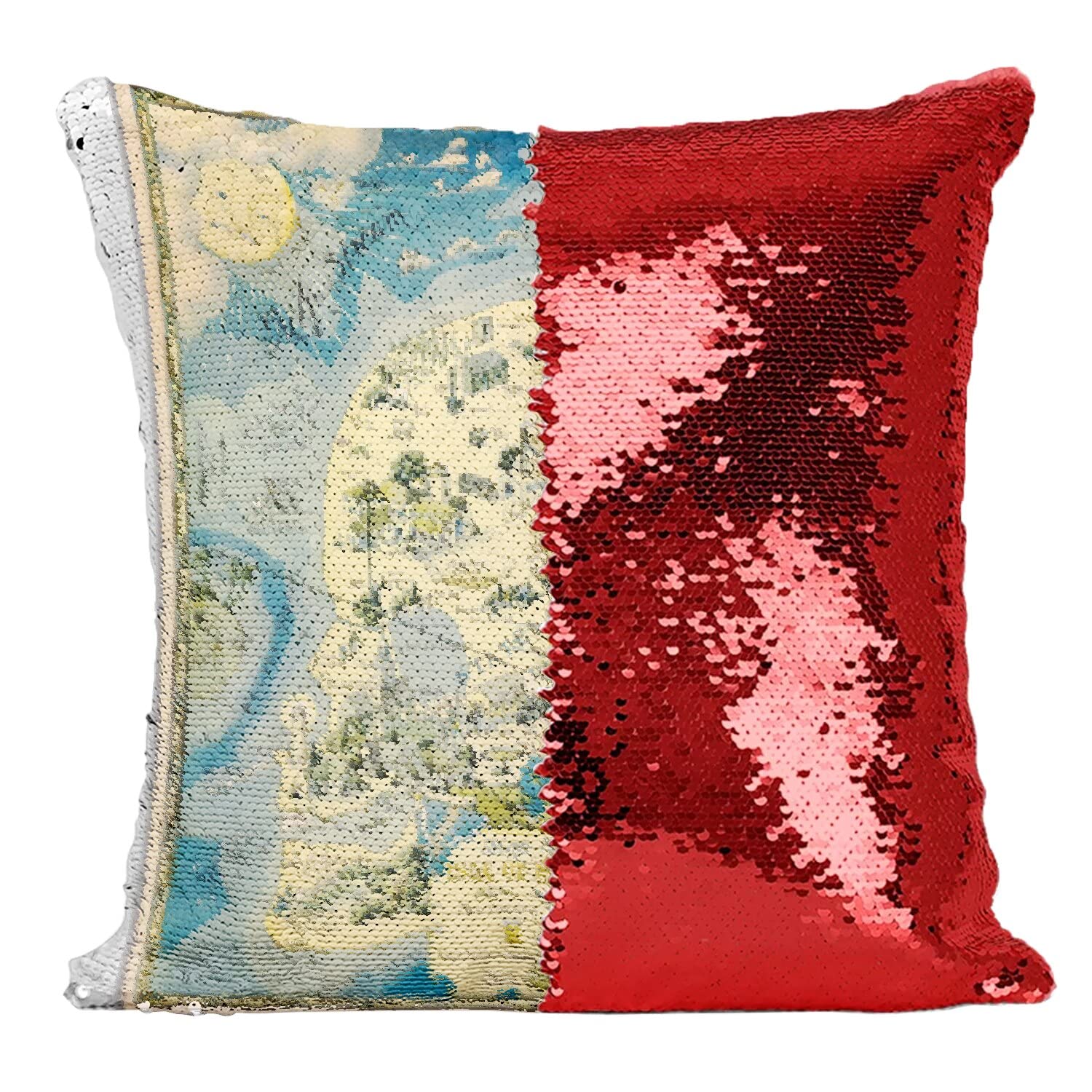 Coussin Paillettes Rouge pour Salon Vintage Affiche H.J. Lawrence 1931