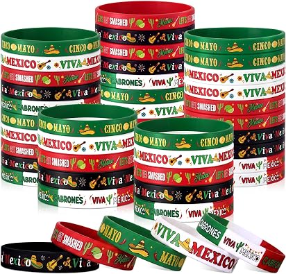 Kigeli 100 Pcs Mexican Silicone Bracelets Bulk 16 De September | Viva Mexico El Grito Green White Red Patriotic Rubber Wristbands Gift for 2026 Independence Day Souvenirs Party Decoration