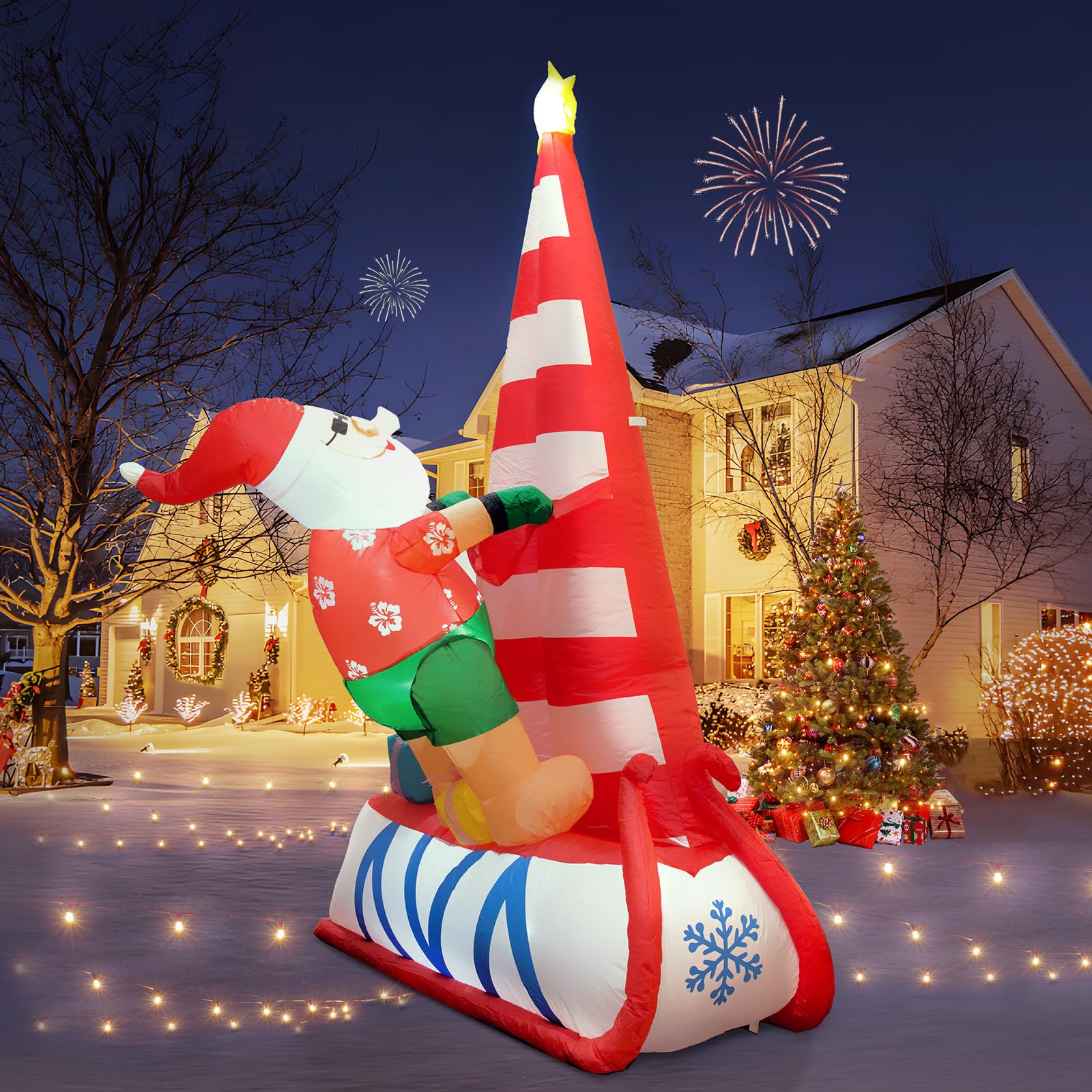 Inflatable Christmas Decorations Outdoor, Elegear 7FT Inflatable Santa
