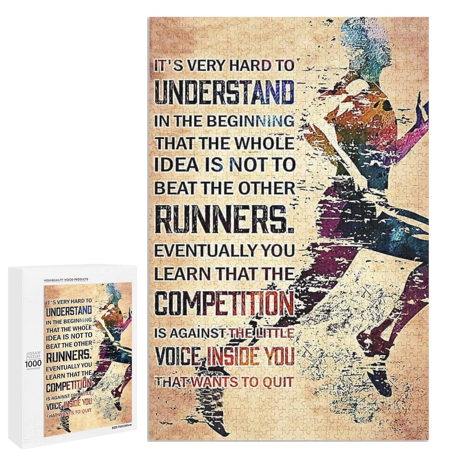 Jigsaw Puzzles 1000 Pieces for Adults,Runners Running Competition Jigsaw Puzzle -Wooden Puzzles for Youth Children Home Decor Funny Game Best Gift Preschool Toys