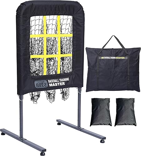 JAPER BEES Red de lanzamiento con zona de ataque, objetivo de red de lanzamiento de 9 agujeros, equipo de entrenamiento portátil para lanzador de